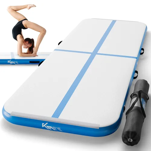 KM-Fit Airtrack Turnmatte 300x100x10 cm - Sportmatte mit integrierter 600W Pumpe, ideal für sicheres Training und Gelenkschutz. Perfekt für alle Altersgruppen, leicht zu reinigen und in verschiedenen Größen erhältlich.