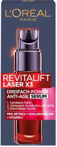 L'Oréal Paris Serum, Revitalift Laser, Anti-Aging Gesichtspflege mit 3-fach Wirkung, Mit Hyaluronsäure, 30 ml