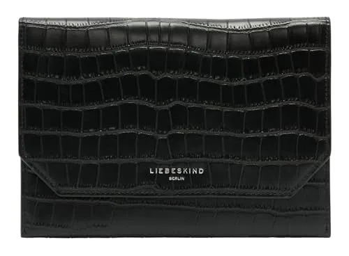 Liebeskind Berlin LORA CROCO Pouch M, black M - Damen-Henkeltaschen mit feinem Rindsleder in Kroko-Optik, ideal für die perfekte Organisation kleiner Gegenstände in größeren Handtaschen.