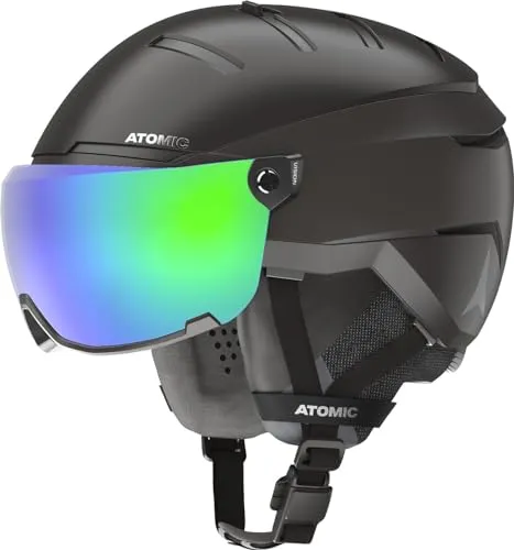 Atomic Savor GT AMID Visor HD Skihelm schwarz - 51-55cm - Skihelme & Snowboardhelme mit integriertem Visor für herausragende Sicht und optimalen Schutz. Der Savor GT AMID bietet 40% mehr Aufprallschutz und passt sich dank Live Fit System perfekt an.