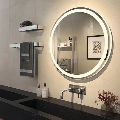 Vicco Badezimmerspiegel Lumos 70 cm mit Touchschalter - Badezimmer Wandspiegel mit energiesparender LED-Beleuchtung und modernem Design für optimale Ausleuchtung und ein klares Spiegelbild.