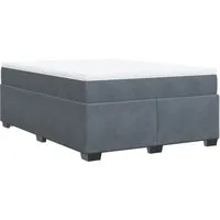 vidaXL Boxspringbett Dunkelgrau 140x190 cm mit Matratze - Luxuriöses Boxspringbett aus weichem Samt mit einer hochwertigen Taschenfederkernmatratze für optimalen Schlafkomfort und individuelle Unterstützung.