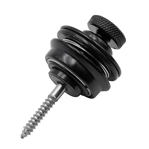 vhbw Security Lock Gurtknopf Pin für Gitarrengurt, Gurt für Gitarre, Konzertgitarre, Westerngitarre, Bass-, E-Gitarren, schwarz mit Klemmverschluss