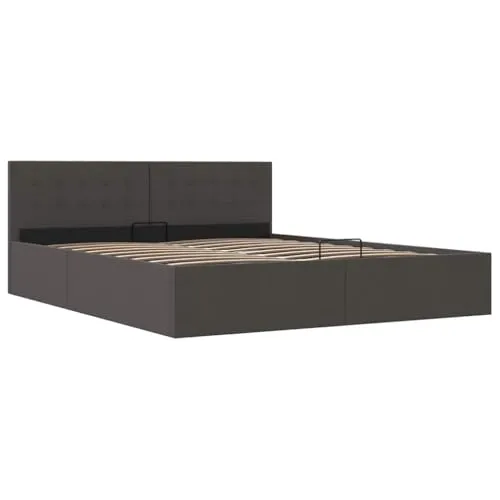 vidaXL Stauraumbett Hydraulisch Dunkelgrau 160×200 cm - Modernes Polsterbett mit hydraulischem Gashebemechanismus für müheloses Anheben der Matratze und großzügigem Stauraum für Ihre Bettwäsche.