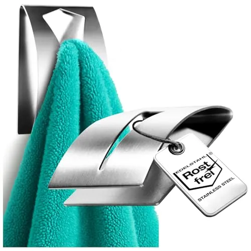 com-four® 2X Handtuchhaken selbstklebend - Handtuchhalter aus rostfreiem Edelstahl 304 - Handtuchklemme ohne Bohren für Badezimmer und Küche (2 Stück)