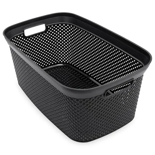 Wäschekorb schwarz 54 x 33 cm mit Gitter Optik