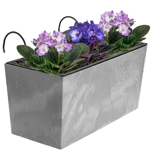 botle Blumenkasten mit Halterung und praktischem Einsatz Blumentopf Länge: 39,5 cm Balkonkasten auf Kunststoff Betonoptik Beton Struktur Beton Farbe Innen/Außenbereiche