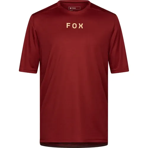 Fox Ranger Woodmark SS Herren Bikeshirt - Dunkelrot, Größe L - Fahrradbekleidung mit atmungsaktivem Material für optimalen Tragekomfort und Stil beim Biken.