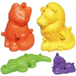 Produktbild EDUPLAY 160183 3D Sandformen groß outdoor, 1 x Katze, 1 x Pony, 1 x Löwe, 1 x Krokodil, mehrfarbig, 4-teilig (1 Set)