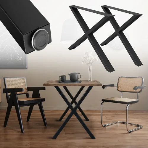 Produktbild Tischbeine X-Design aus Stahl 60x72 cm Schwarz