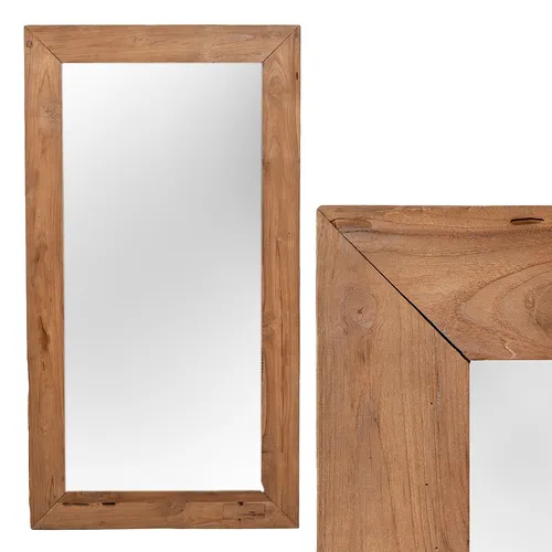 Wandspiegel TEAK 130x70 cm – Rustikaler Holzspiegel - Massiver Ganzkörperspiegel aus recyceltem Teakholz, ideal für jeden Raum. Mit seinem rustikalen Design bringt er Wärme und Stil in Ihr Zuhause.
