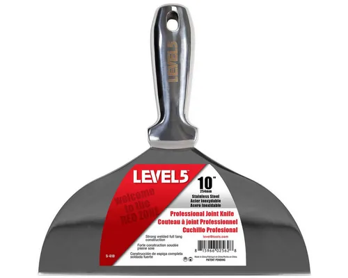 LEVEL5 Universalspachtel 254mm aus Edelstahl - Spachtel für Trockenbau, aus 100% hochwertigem Edelstahl für Korrosionsbeständigkeit. Ergonomischer Griff für komfortables Arbeiten und vielseitig einsetzbar.
