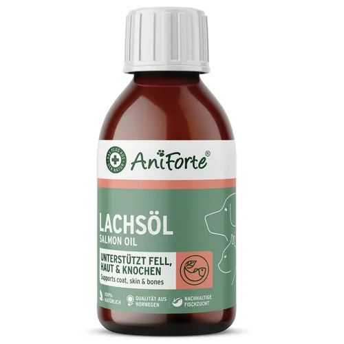 AniForte Lachsöl - 100 ml Fischöl für Hunde, fördert glänzendes Fell und gesunde Haut