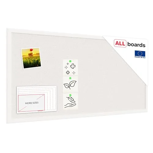 ALLboards Pinnwand mit Holzrahmen 80x40cm in weiß von ALLboards