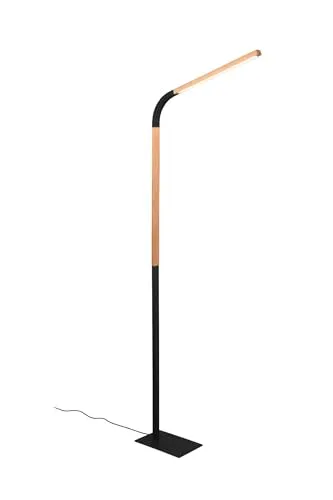 Licht-Erlebnisse LED Stehlampe Metall Holz Schwarz Natur Wohnzimmer Büro 169,5 cm 11 W 1400 lm 3000 K warmweiß schwenkbar dimmbare Stehleuchte Skandinavisch ZALTTER