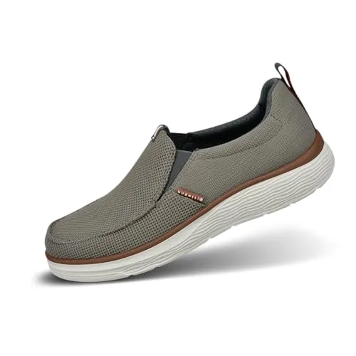 BUGATTI Slipper Textil Herren, Gr. 43 - Grau (Taupe) - Casual Sneaker mit hohem Komfort und coolem Design. Elastikeinsätze ermöglichen einfaches An- und Ausziehen. Ideal für Freizeit und Business, mit Wechselfußbett für besten Tragekomfort.