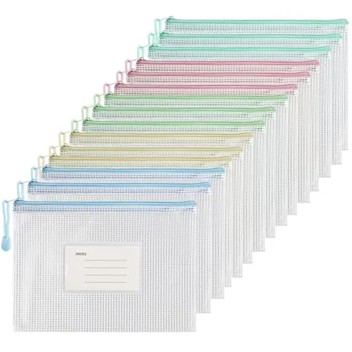 Stück Dokumententasche mit Reißverschluss A5, Morandi Bunte Document Taschen, Mesh Kunststoff Reißverschlusstasche für Dokumente, Quittung, Papier, Schule, Zuhause, Kosmetik, Reise (5 Farben) 15