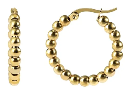 Akzent Creolen, Edelstahl, Kugel-Design