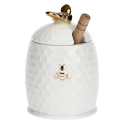 Porcellana Aperegina ORO Honigschale mit Löffel, 4,5 x 3 GB von LA PORCELLANA BIANCA