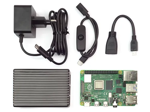 Raspberry Pi 4 Computer Modell B mit Full Armor Kit in schwarz von BerryBase