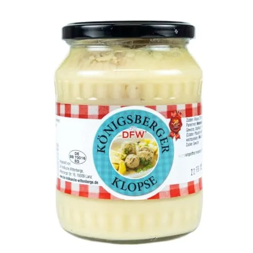 Königsberger Klopse 650g im Glas | Herzhaftes Fertiggericht in heller Kapernsauce | DDR-Klassiker | Hausmacher Qualität | DFW Feldküche Wittenberge (1229)