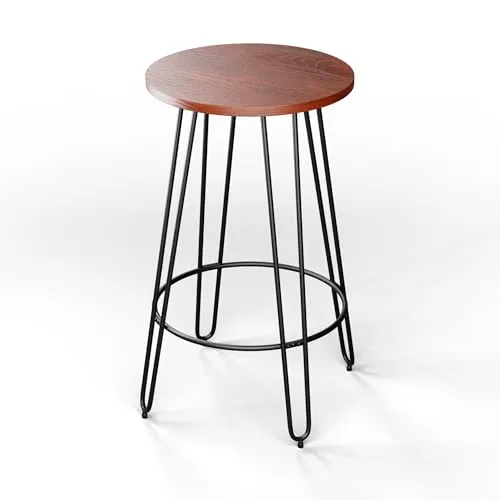 blumfeldt Bistrotisch – Runder 60 cm Stehtisch aus Echtholz und Stahl im Industriestil - Bartisch im industriellen Stil, mit robuster Echtholzplatte für einzigartigen Charme, ideal für Küche und Esszimmer.