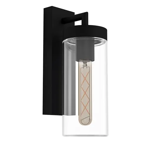 EGLO Außen-Wandlampe Bovolone – elegante 1-flammige Wandleuchte - Wetterfeste Außenleuchte aus schwarzem Stahl mit klarem Glas; ideal für Garten, Terrasse oder Balkon. Schafft ein stilvolles Ambiente und ist spritzwassergeschützt (IP44).