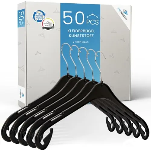 Kleiderbügel 50 Stück Kinderbügel NA T 26 cm Kunststoff Babybügel Schwarz Platzspar Kinderkleiderbügel