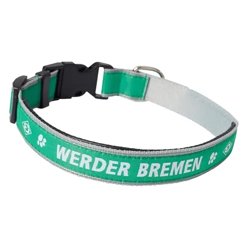 SV Werder Bremen Hundehalsband WB, groß für Fußballfans - Stylisches Hundehalsband in Grün für große Hunde. Ideal für Fußballliebhaber, aus robustem Polyester gefertigt, sorgt für Komfort und Langlebigkeit. Perfekt für aktive Ausflüge!