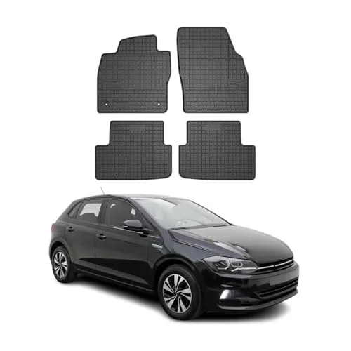 OMAC Auto-Fußmatten für VW Polo 2017-2025 - Premium Gummimatten für VW Polo 2017-2025, rutschfest und wasserfest, idealer Schutz für Ihren Fahrzeuginnenraum.