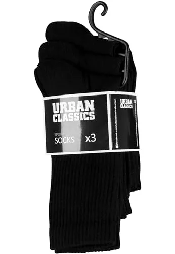 Urban Classics Herren Socken Sport Socks 3 - Pack TB1471, Gr. 35/38, Schwarz (Black 7)