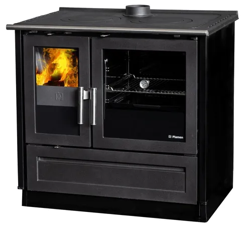 EEK A+ Holzherd Plamen 910 schwarz - Öfen mit externer Zuluft und Dauerbrandfunktion, energieeffizient (EEK A+) und umweltfreundlich dank Ecodesign-Zertifizierung.
