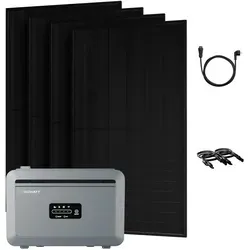 Balkonkraftwerk Growatt NEXA 2000 mit 4x JA Solar 450Wp Modulen - Effizientes Balkonkraftwerk mit 2048Wh Speicher und 4 bifacialen Solarmodulen. Maximale Erträge durch smarte Steuerung und integrierte Notstromversorgung. Ideal für dein Smart-Home!