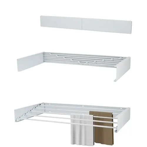 KROMS Wäscheständer Ausziehbar Full Color Weiß 80cm – 4m Trockenlänge - Wäschetrockner Wand - Wäscheständer Wand