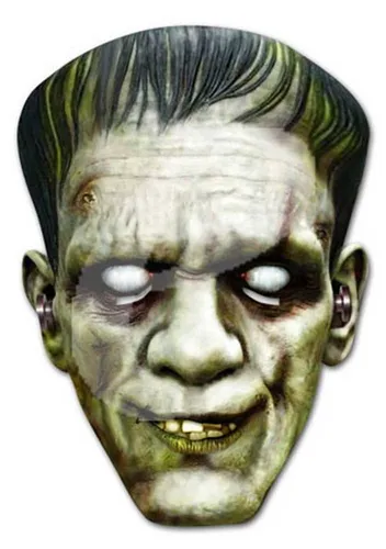 Verkleidungsmaske Frankenstein - Promi Maske für Halloween - Kostüm-Masken, hochwertige Glanzkarton-Maske mit Augenlöchern, ideal für Halloween-Partys oder Kostüme und bequem durch Elastikband.