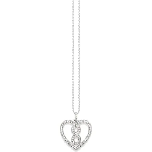 THOMAS SABO Unisex-Kette mit Anhänger - Infinity Herz aus 925 Silber - Ketten für Damen mit funkelndem Pavé-Anhänger, verstellbare Länge von 40-45 cm, ideal für jeden Anlass und ein perfektes Geschenk.