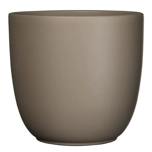 Annastore Blumenübertopf Tusca aus Keramik - Übertopf - Blumentopf - Übertöpfe - Blumentöpfe (Taupe/Matt, H 20 cm - Ø 22,5 cm)
