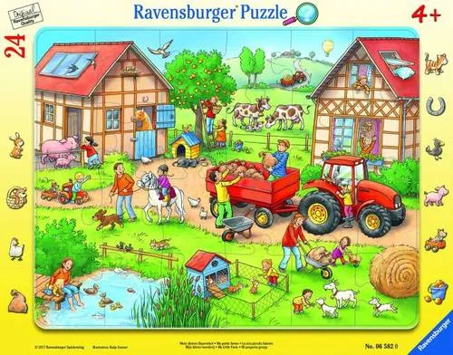 Ravensburger Rahmenpuzzle Mein kleiner Bauernhof 24 Teile - Standard-Puzzle für Kinder ab 4 Jahren, fördert spielerisch Wahrnehmung und logisches Denken durch ein wimmelndes Suchspiel.