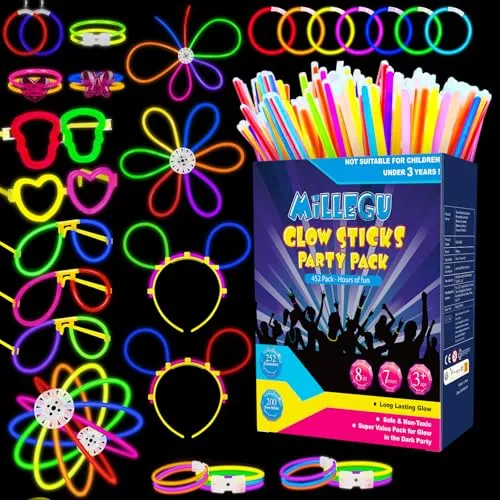 Millegu Knicklichter Party Set – 200 Stück Leuchtstäbe & Verbinder für unvergessliche Feiern