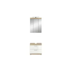 xonox 3-tlg. Badkombination Badmöbel Set Bad Lambada - Stilvoll und Praktisch - Badmöbelset mit viel Stauraum und hochwertiger Verarbeitung, ideal für moderne Badezimmer. Inklusive Spiegelschrank und Beleuchtung, perfekt für eine stilvolle Einrichtung.