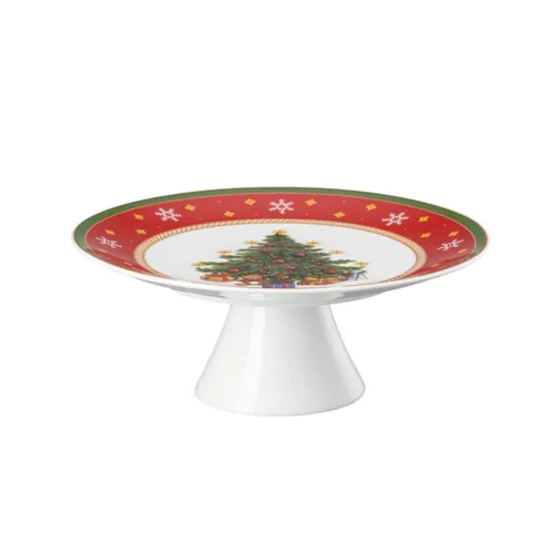 Tortenplatte Happy Wintertime 22,00 CM - Tortenständer aus hochwertigem Porzellan, mit buntem Design und einem Durchmesser von 22 cm – perfekt für festliche Anlässe.