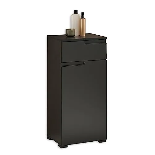Mid.you Unterschrank Schwarz, 40x85x32 cm - Bad-Kommoden mit höhenverstellbarem Einlegeboden und stilvollem Design für einen modernen Spa-Bereich. Perfekt für die flexible Aufbewahrung Ihrer Badutensilien.