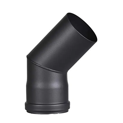 Firefix Ofenrohr Bogen 80 mm 45 ° - Aschesauger - Hochwertiges Stahlblech mit 1,2 mm Materialstärke für langlebige Kamininstallationen, ideal für effizienten Rauchabzug.