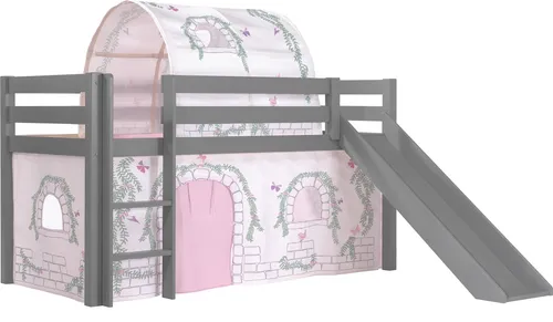 Spielbett >PINO< in Kiefer massiv grau lackiert - 210x114x218 (BxHxT)