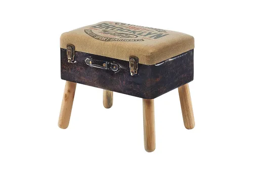 Kobolo Sitzhocker Kofferhocker - Braun, 45 cm - Sitzhocker mit Aufbewahrungsfach, vielseitig als Sitzgelegenheit oder Fußhocker nutzbar, aus hochwertigem Holz und Kunstleder, ideal für stilvolle Wohnräume.