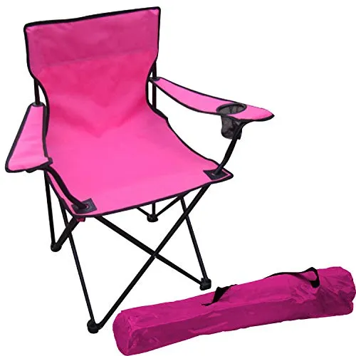 Anglerstuhl Campingstuhl Regiestuhl mit Getränkehalter und Tasche in pink