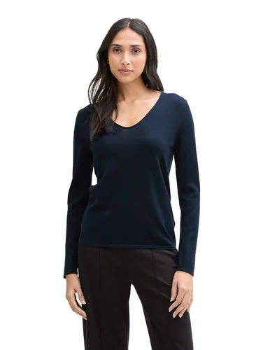 V-Ausschnitt-Pullover TOM TAILOR für Damen, Gr. XL, blau - Stylischer V-Ausschnitt-Pullover von TOM TAILOR, ideal für jeden Anlass. Aus dehnbarem Strick, sorgt er für einen bequemen Sitz und Bewegungsfreiheit. Pflegeleicht und modisch in sky captain blau.