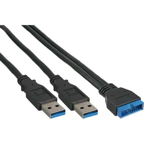 InLine® USB 3.0 Adapterkabel 2x Stecker A zu Pfostenanschluss 19pol. 0,4m