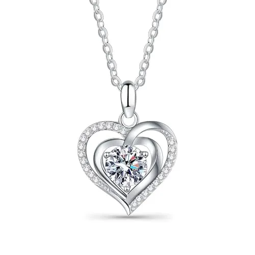 Moissanit Herz Halskette Funkelndes Herz aus Sterling Silber