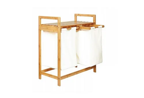 AD.CON Wäschekorb Bambus - Elegantes Wäschesortierer für Ihr Badezimmer - Wäschekorb aus Bambus mit 2 herausnehmbaren Stoffeinsätzen (je 30 Liter), ideal zur optimalen Wäschesortierung und stilvollen Aufbewahrung in jedem Badezimmer.